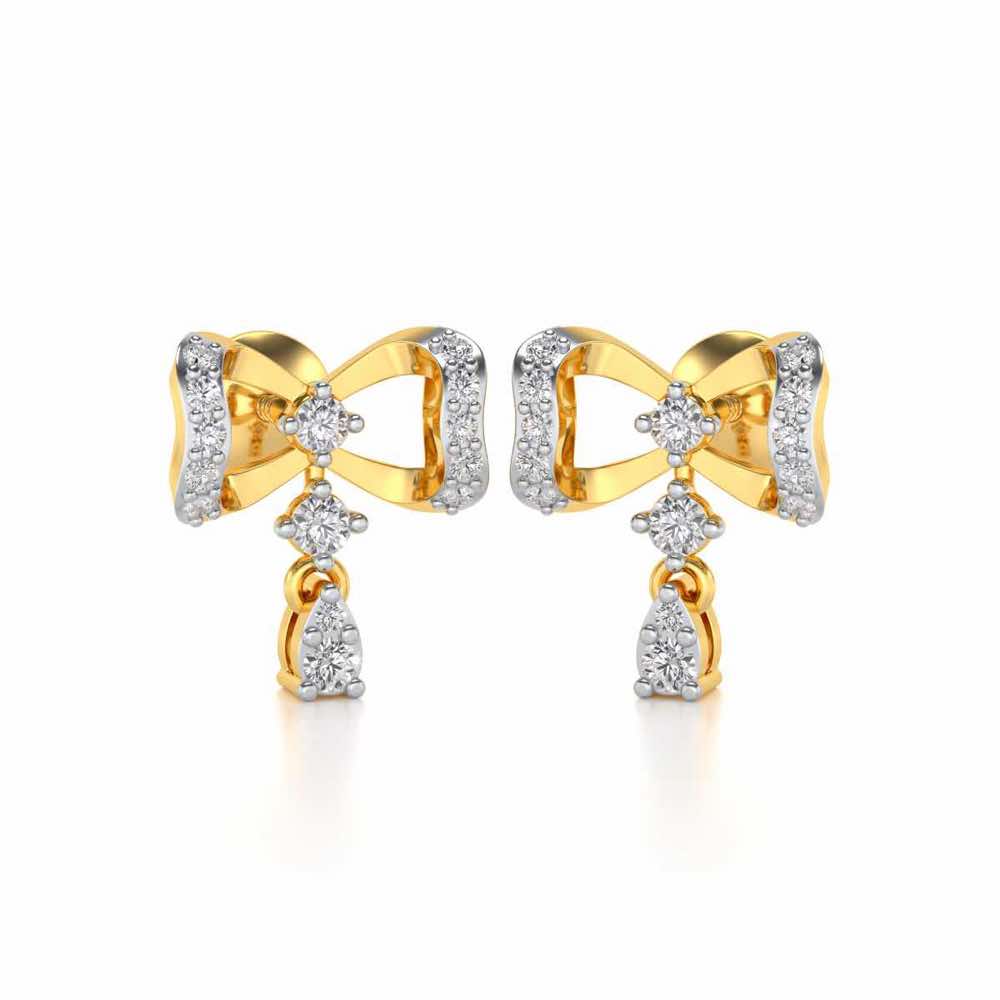 bow lane Silver Earrings - Yellow Gold - Image 2