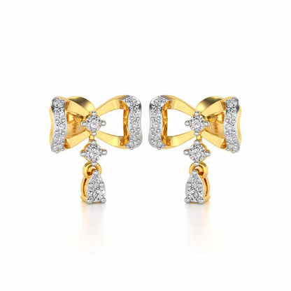 bow lane Silver Earrings - Yellow Gold - Image 2
