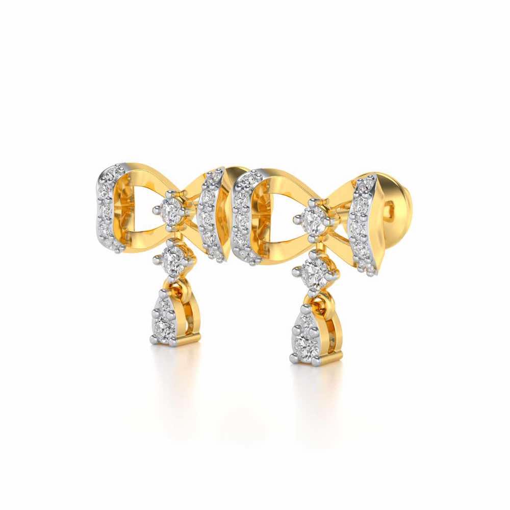 bow lane Silver Earrings - Yellow Gold - Image 3