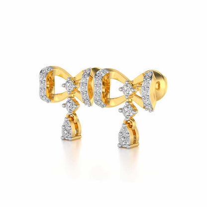 bow lane Silver Earrings - Yellow Gold - Image 3