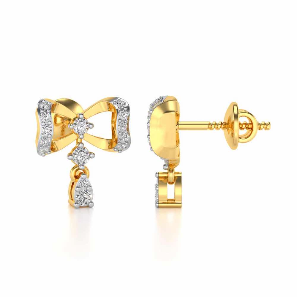 bow lane Silver Earrings - Yellow Gold - Image 4
