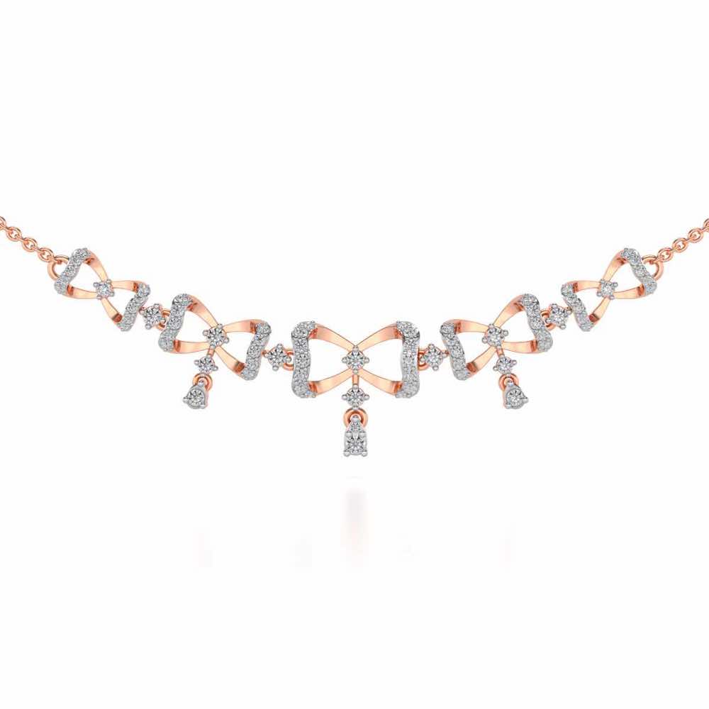 bow lane Silver Necklace - Rose Gold - Image 1