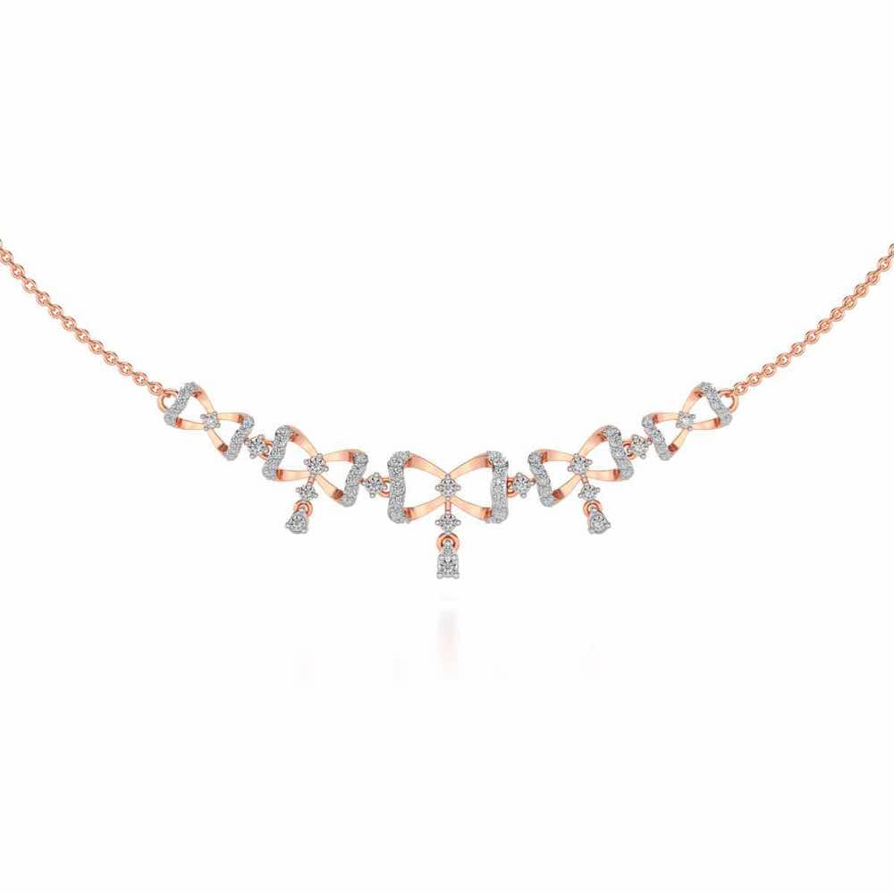 bow lane Silver Necklace - Rose Gold - Image 2