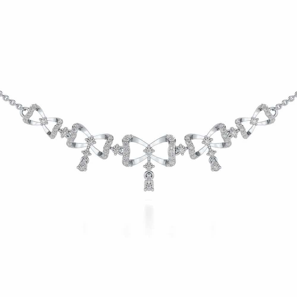 bow lane Silver Necklace - White Gold - Image 1