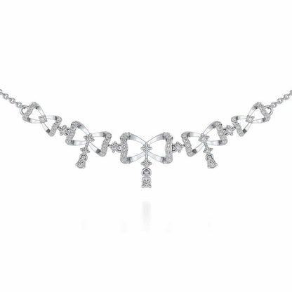 bow lane Silver Necklace - White Gold - Image 1