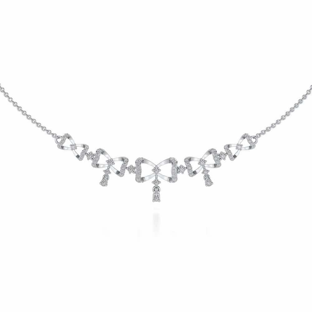 bow lane Silver Necklace - White Gold - Image 2