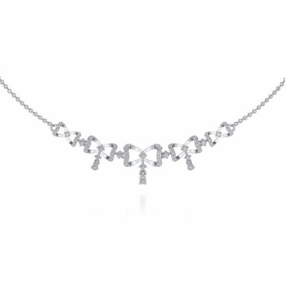 bow lane Silver Necklace - White Gold - Image 2