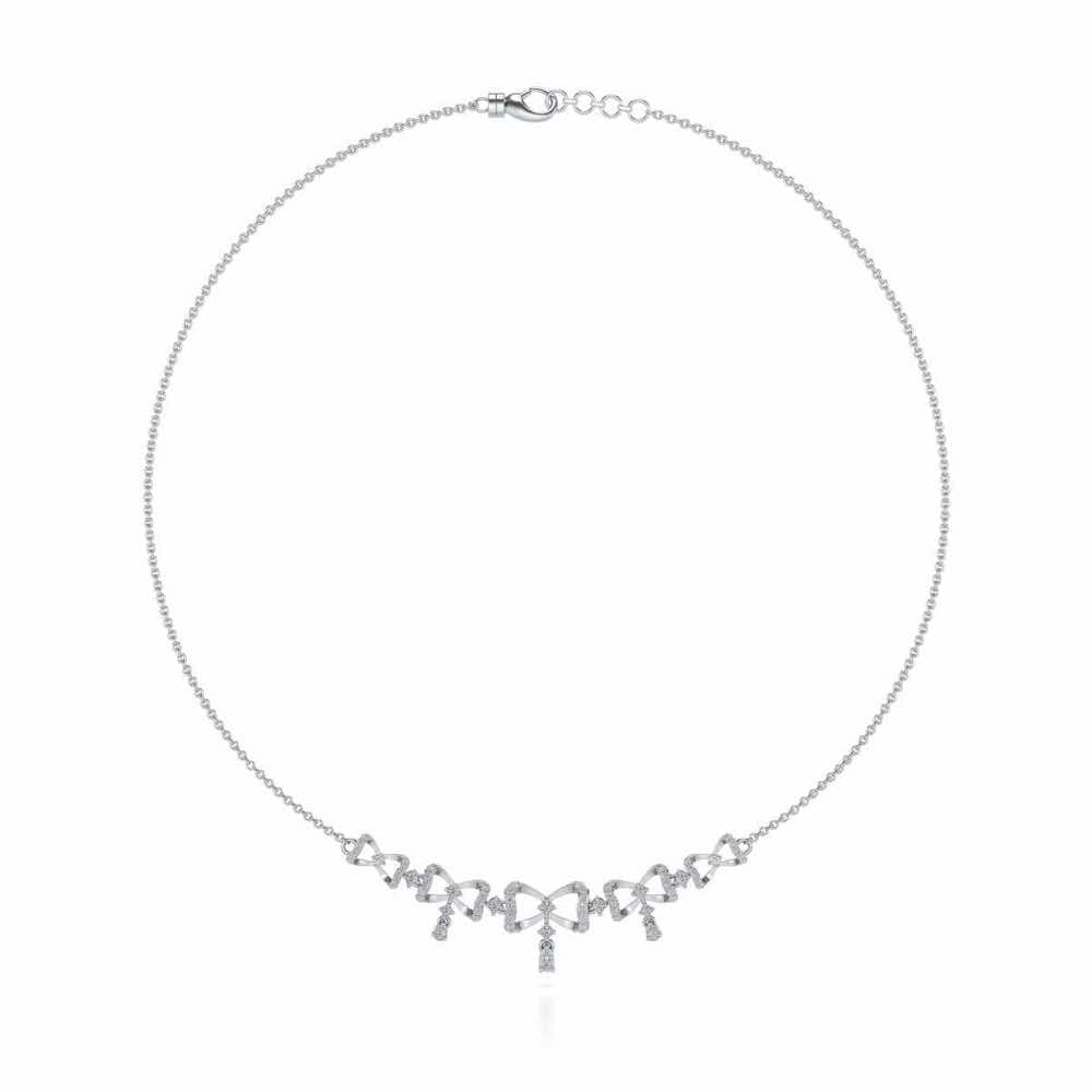 bow lane Silver Necklace - White Gold - Image 3