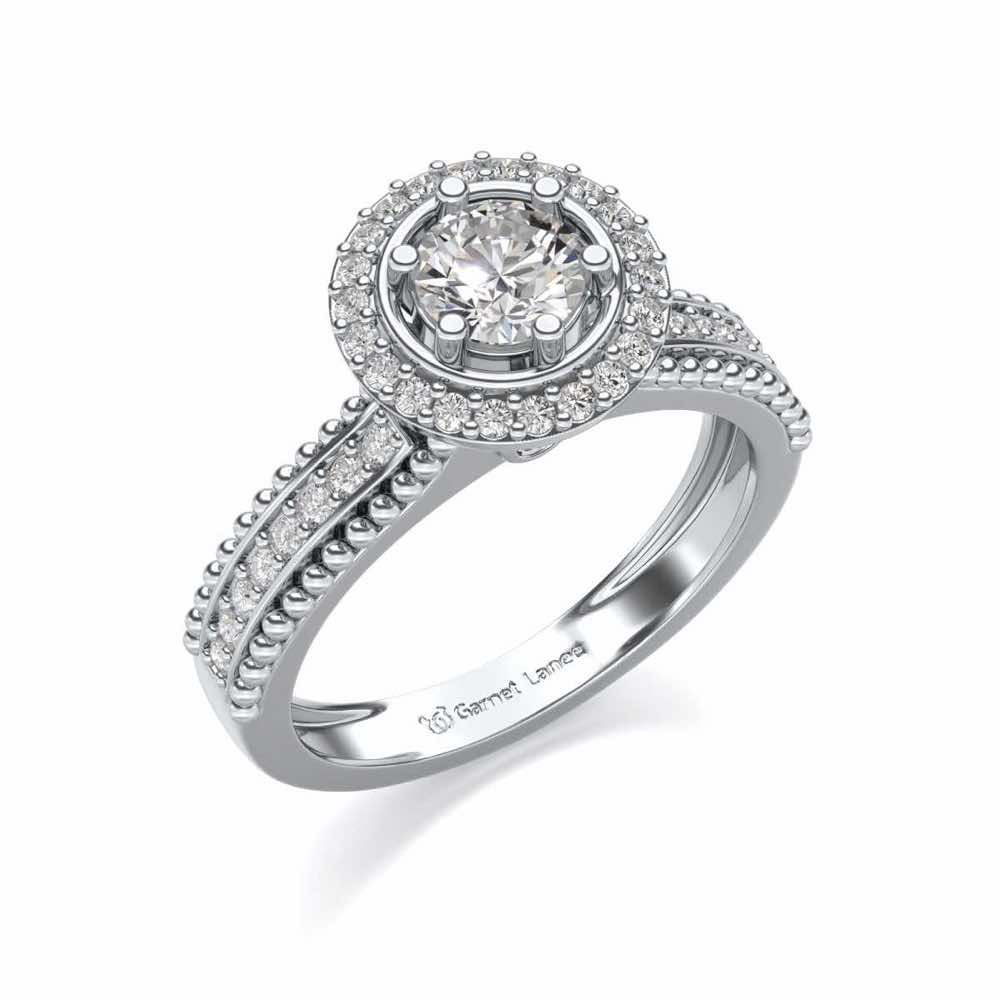bright and beautiful Solitaire Silver Ring - White Gold - Image 1