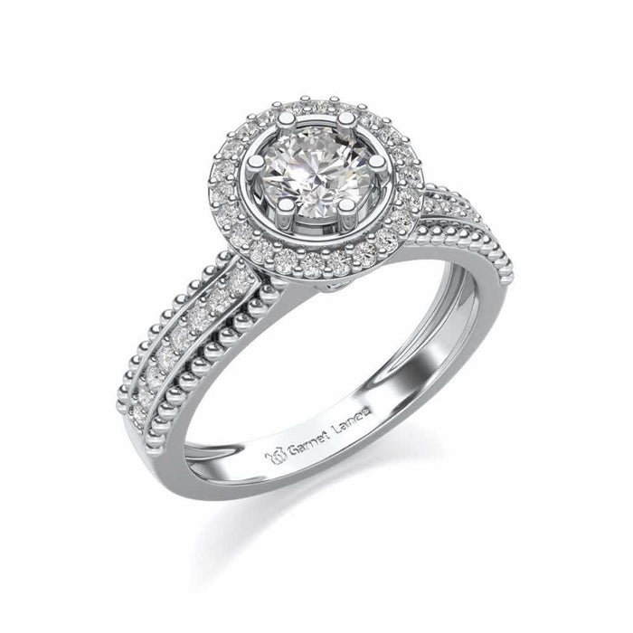 bright and beautiful Solitaire Silver Ring - White Gold - Image 1