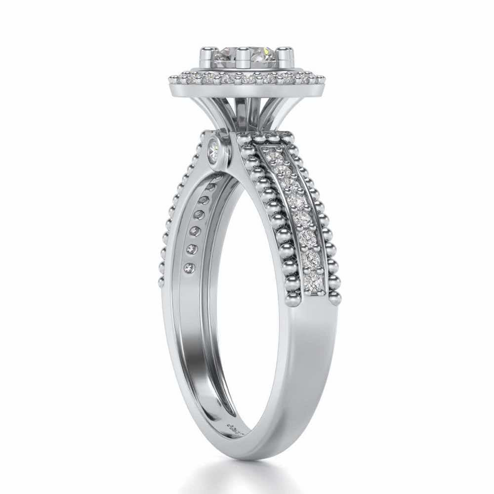 bright and beautiful Solitaire Silver Ring - White Gold - Image 4