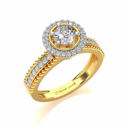 bright and beautiful Solitaire Silver Ring - Yellow Gold - Image 1