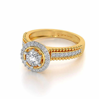 bright and beautiful Solitaire Silver Ring - Yellow Gold - Image 3