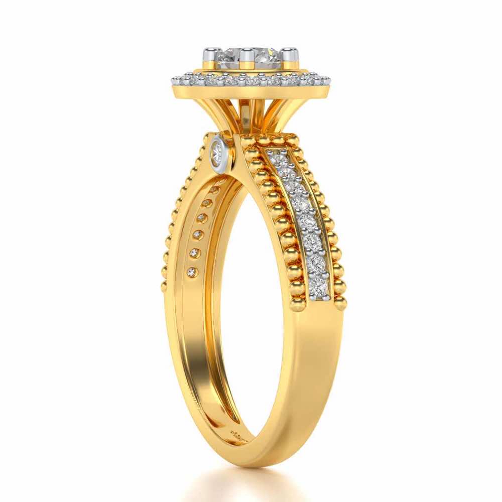 bright and beautiful Solitaire Silver Ring - Yellow Gold - Image 4