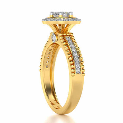 bright and beautiful Solitaire Silver Ring - Yellow Gold - Image 4