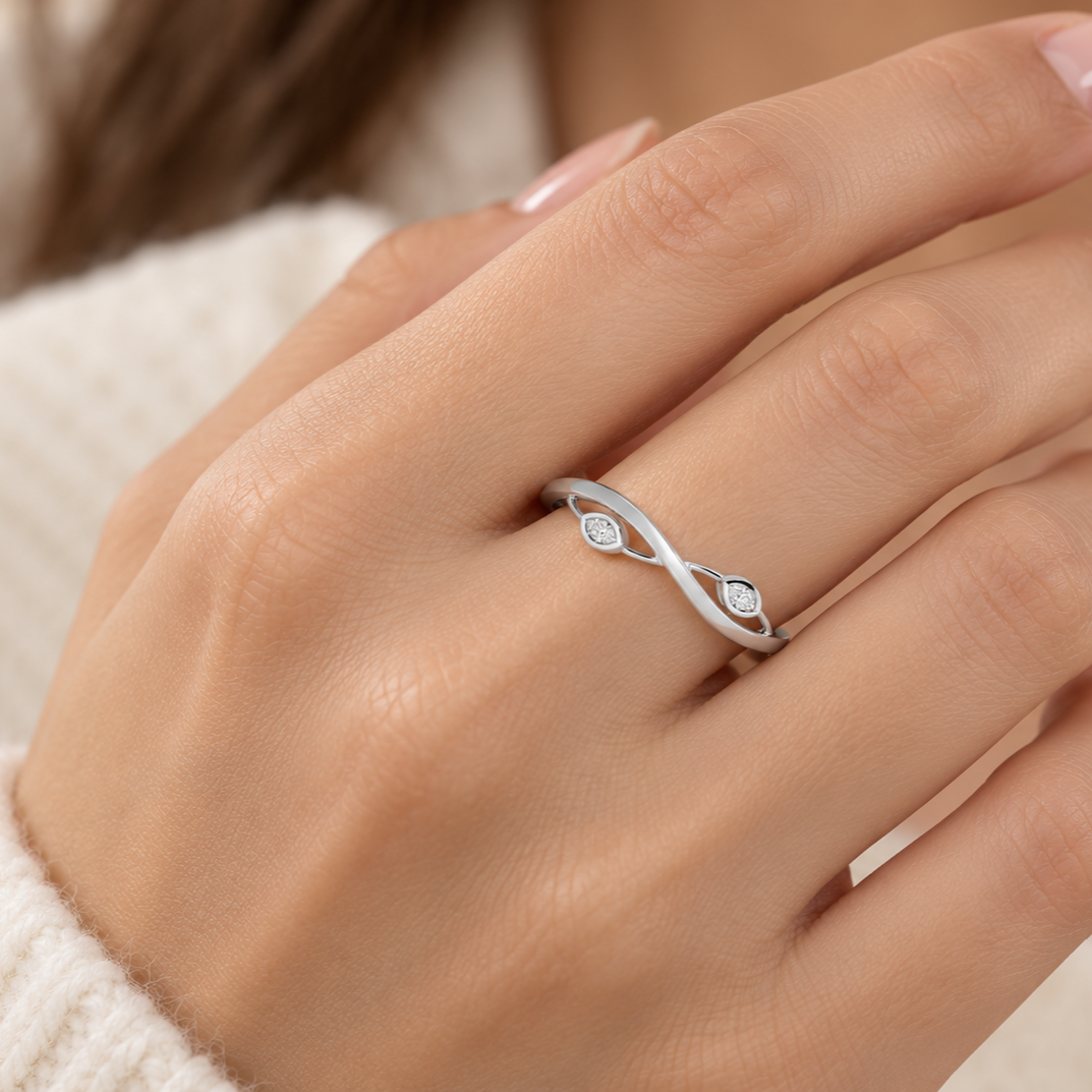 Brilliant Blaze Silver Ring, square model-worn view