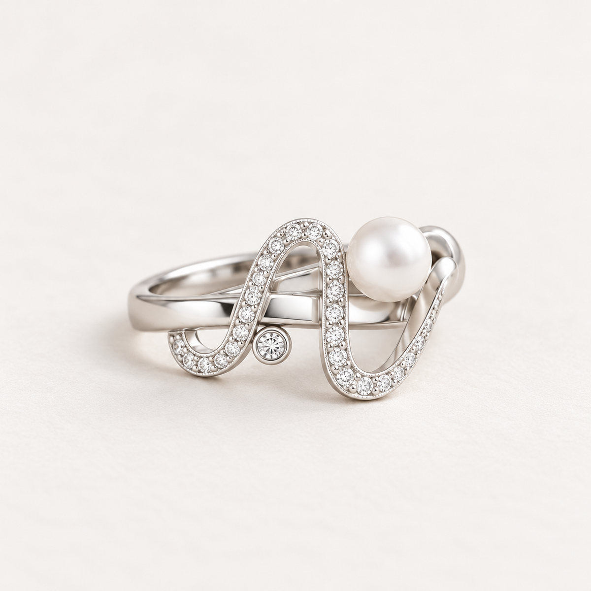 Brim Silver Pearl Ring aesthetic lying on a surface