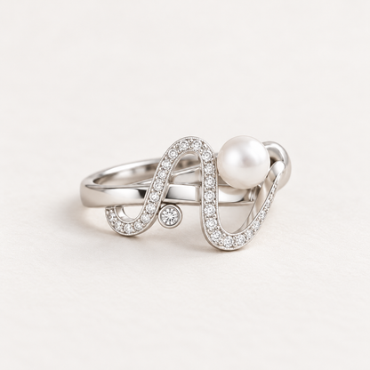 Brim Silver Pearl Ring aesthetic lying on a surface