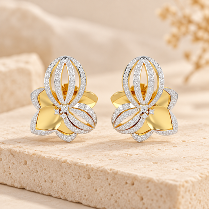 bubble bloom silver earrings - Yellow Gold - Aesthetic