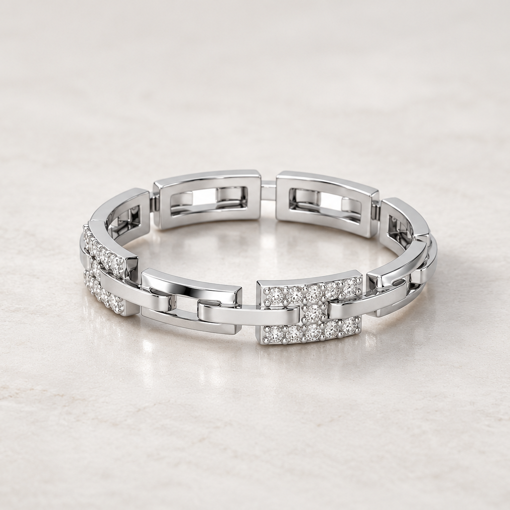 Buckle Silver Ring, square aesthetic view