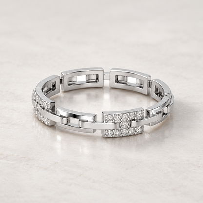 Buckle Silver Ring, square aesthetic view