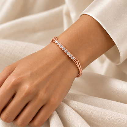 Caelum Silver Bangles - Rose Gold - Model