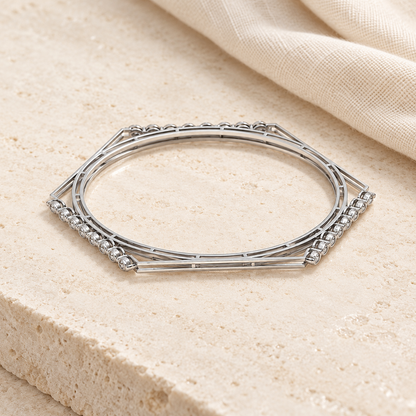 Caelum Silver Bangles - White Gold - Aesthetic