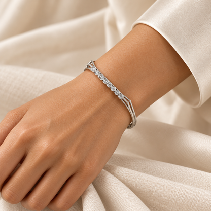 Caelum Silver Bangles - White Gold - Model