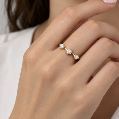 Captivating Charm Silver Ring yellow gold model worn