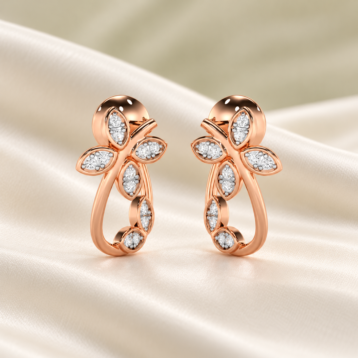 Celestial Captivation Silver Stud Earrings - Rose Gold - Aesthetic