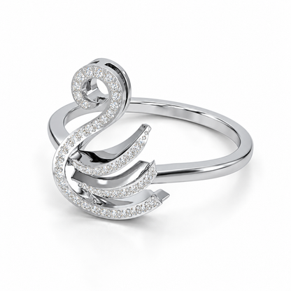 Celestial Swan Silver Ring resting aesthetic, square product image