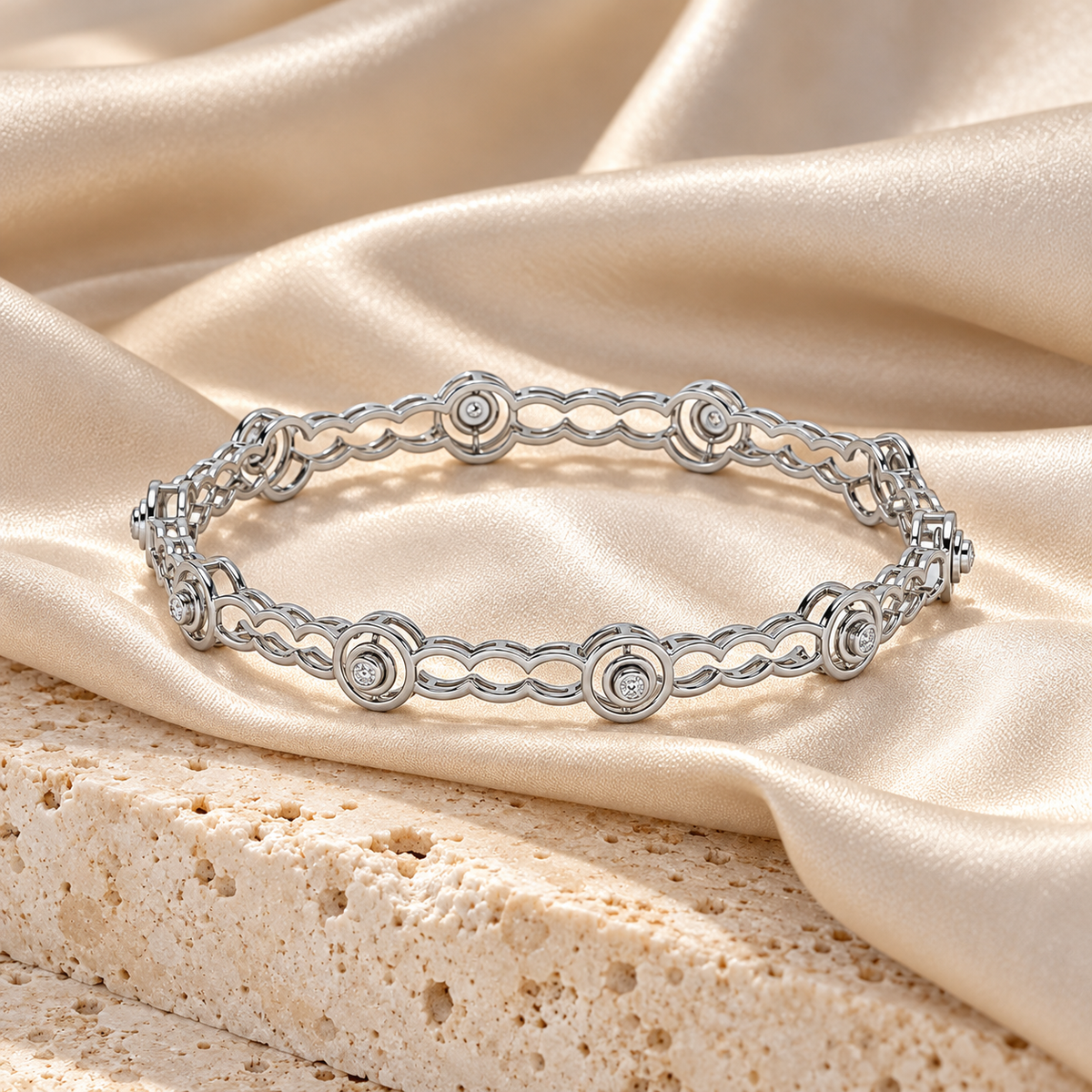 Circlice Silver Bangles - White Gold - Square Editorial Aesthetic