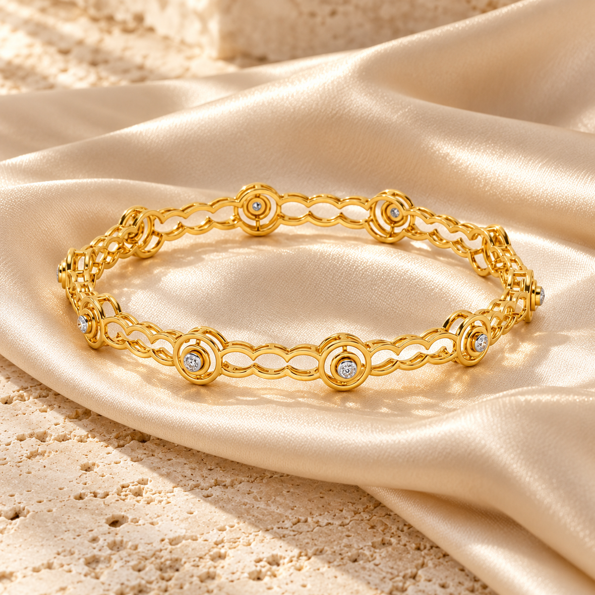 Circlice Silver Bangles - Yellow Gold - Square Editorial Aesthetic