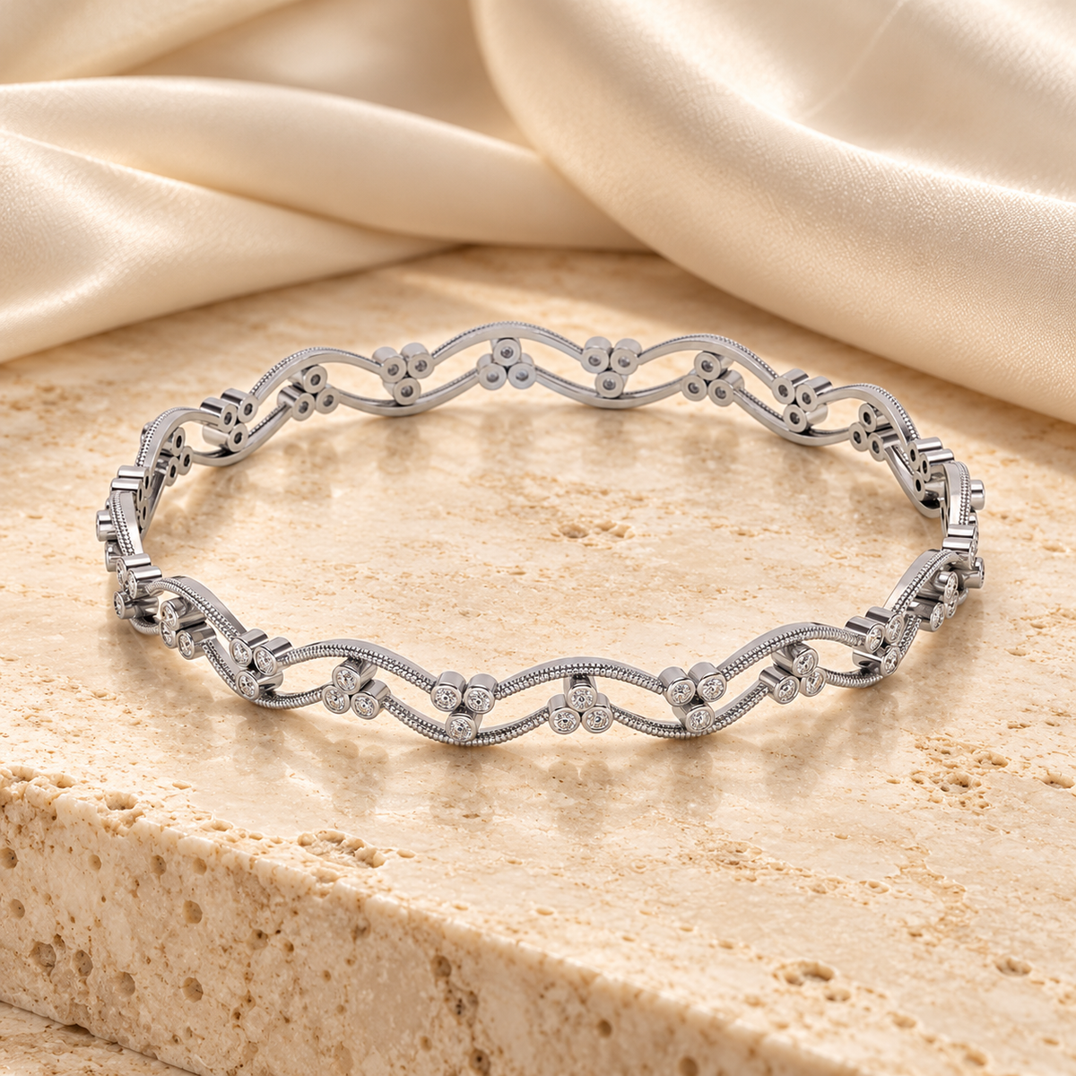 Citlali Silver Bangles - White Gold - Editorial Aesthetic