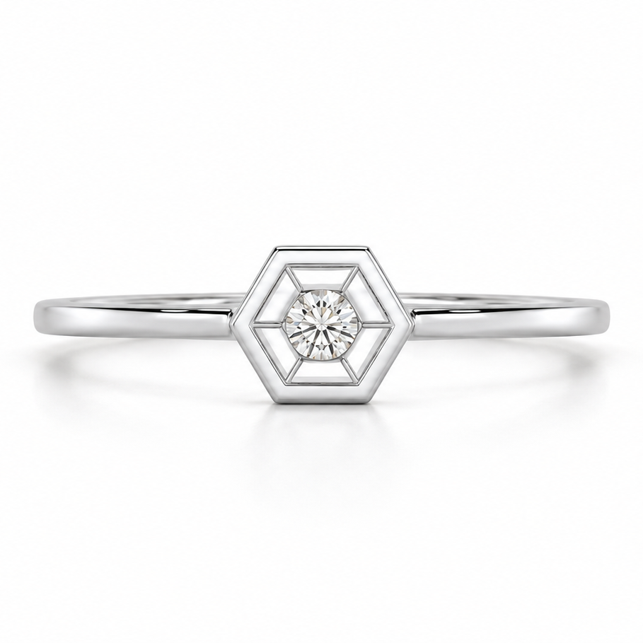 Classic Elegance Silver Ring, square aesthetic view