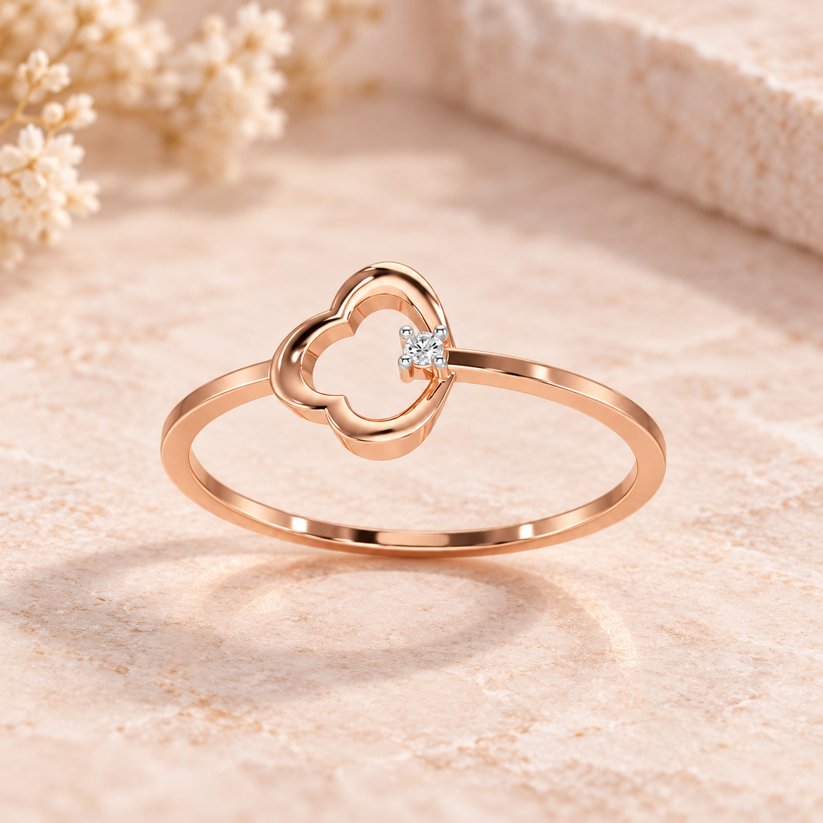Clouding Silver Ring, rose gold finish, square aesthetic image