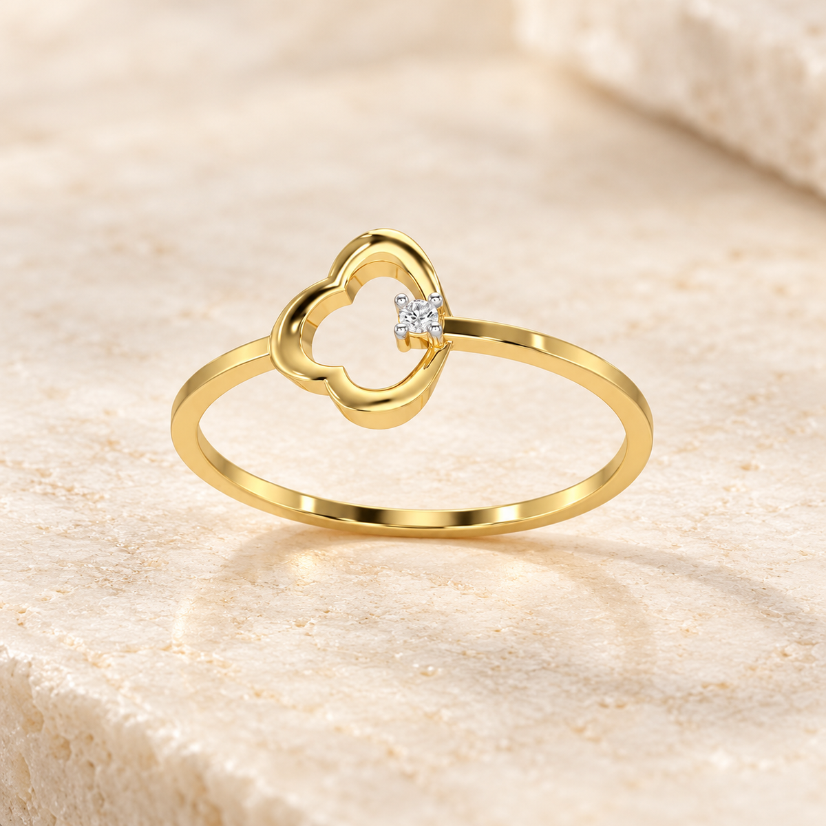 Clouding Silver Ring, yellow gold finish, square aesthetic image