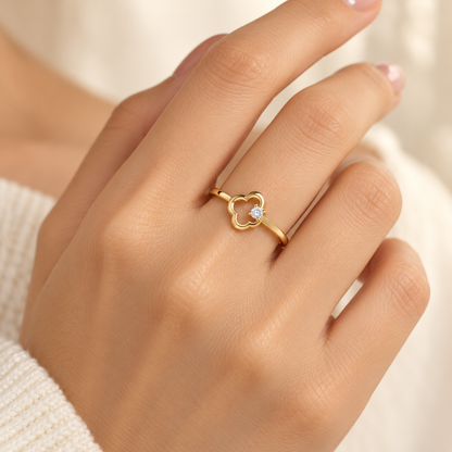 Clouding Silver Ring, yellow gold finish, square model image