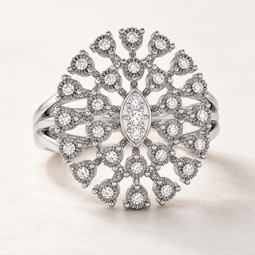 Colossal Shine Silver Ring, square aesthetic view