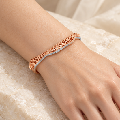 Constellation Silver Bangles - Rose Gold - Model