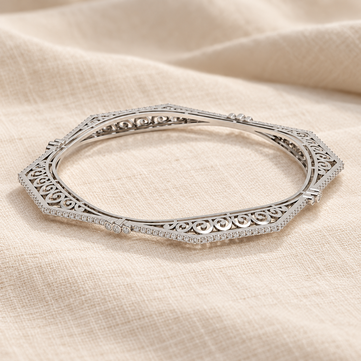 Constellation Silver Bangles - White Gold - Aesthetic