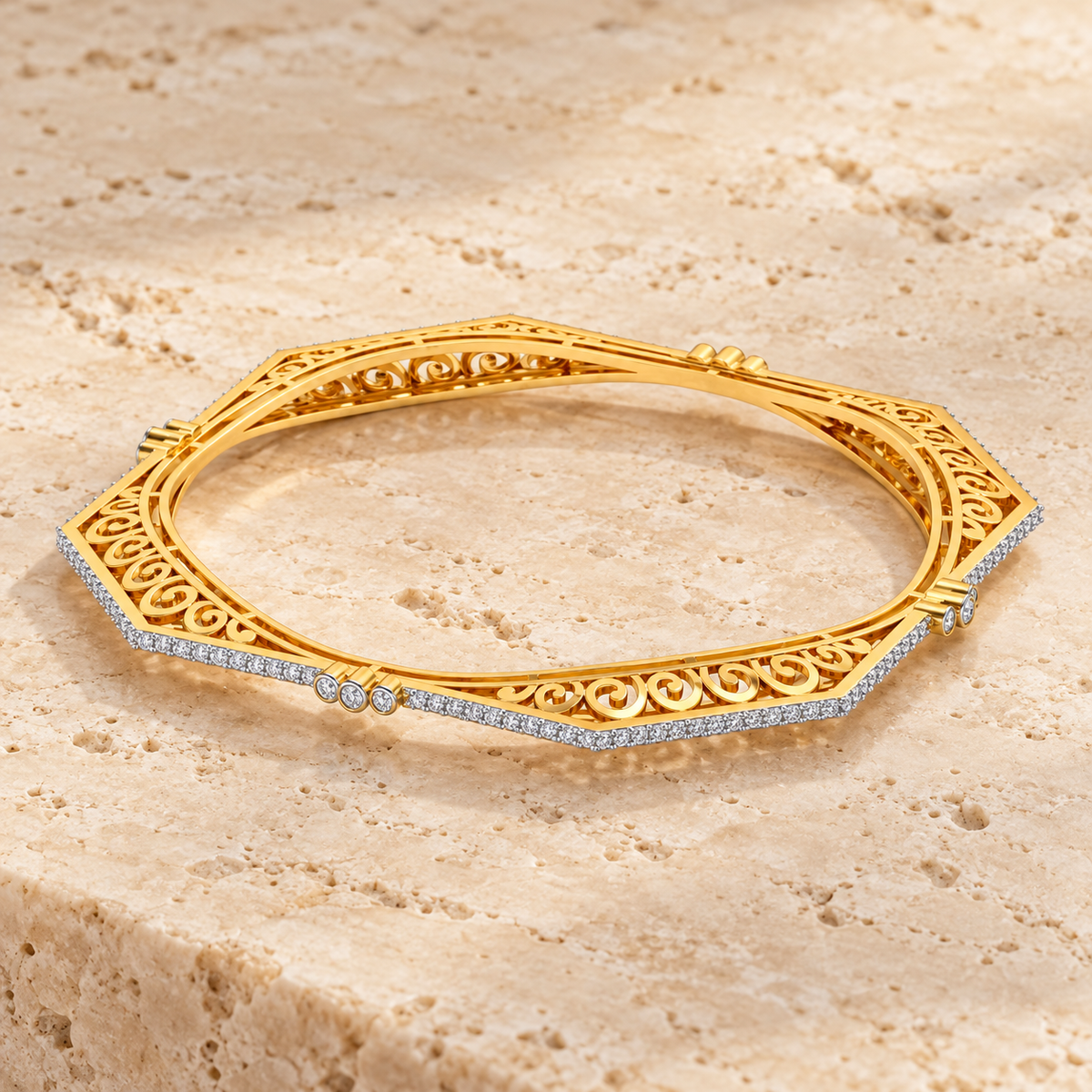 Constellation Silver Bangles - Yellow Gold - Aesthetic