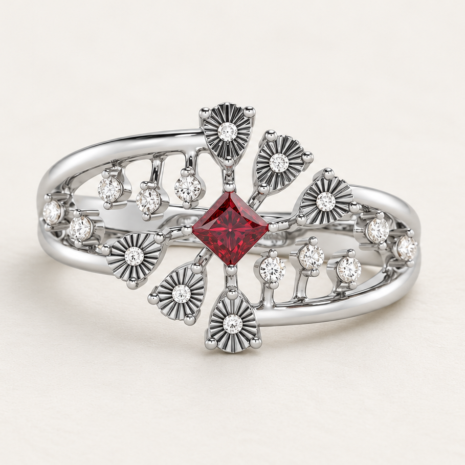 Coupe Shine Silver Ring, square aesthetic view