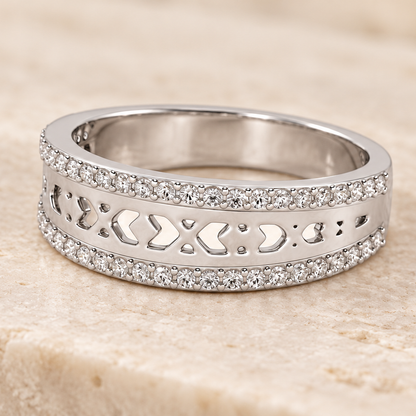 Cross Glam Silver Band Ring, square aesthetic view