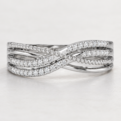 Crssing Wave Silver Ring, square aesthetic view