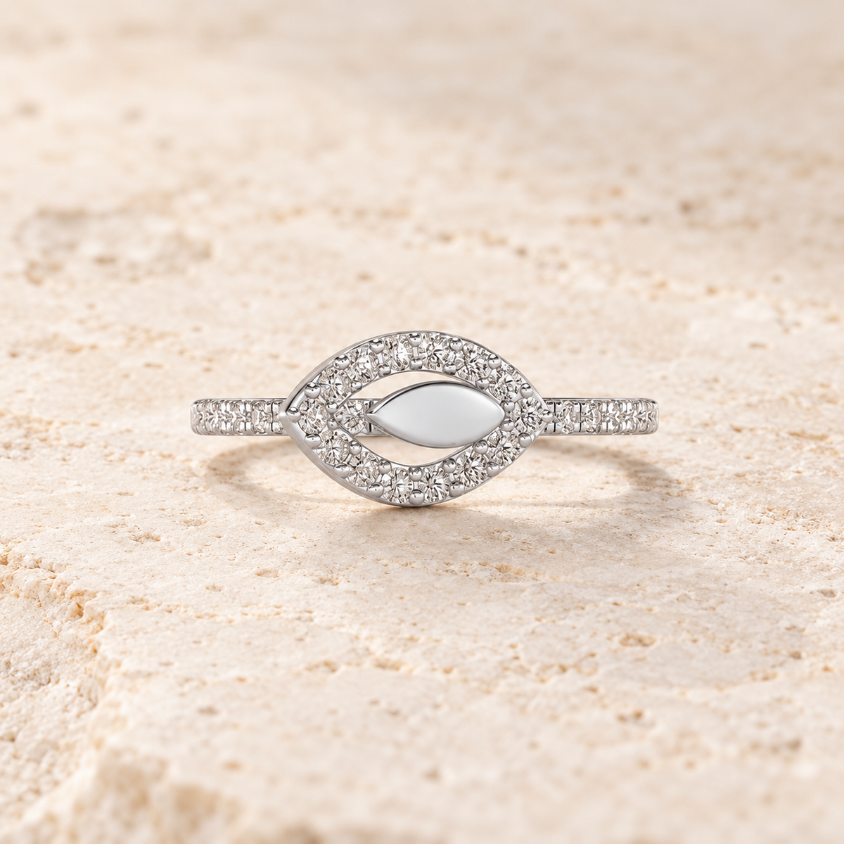 Dainty Leaf Silver Ring white gold aesthetic