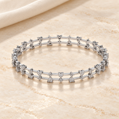 Dara Silver Bangles - White Gold - Aesthetic