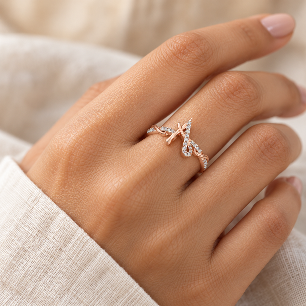 Dazzling A Silver Ring - Rose Gold - Model