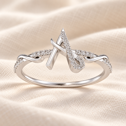 Dazzling A Silver Ring - White Gold - Aesthetic
