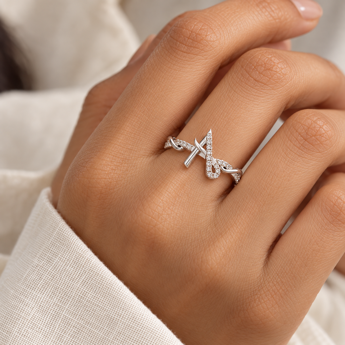 Dazzling A Silver Ring - White Gold - Model